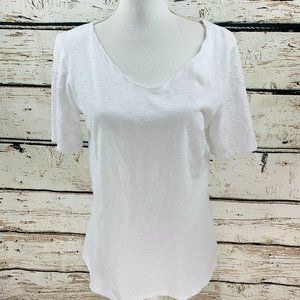 Talbots Women's Shirt White Short Sleeve Small